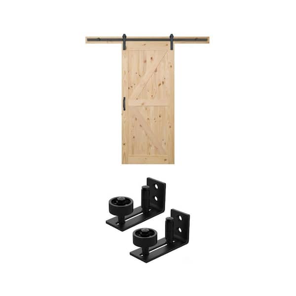 4.8 in. Sliding Barn Door Floor Guide (2-Pack) and 36 in. x 84 in. Interior Sliding Barn Door Slab with Hardware Kit