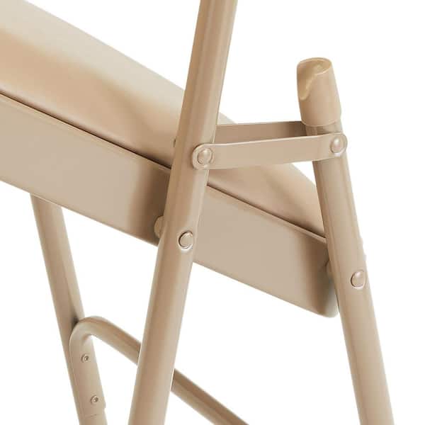 National Public Seating 1201 Beige Vinyl Seat Stackable Folding Chair (Set of 4) - 3
