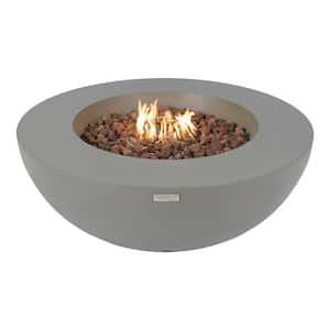 Lunar Outdoor Fire Pit 42 in. Round Concrete Natural Gas Fire Table with Lava Rocks and Cover