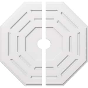 1 in. P X 13-1/2 in. C X 34 in. OD X 4 in. ID Westin Architectural Grade PVC Contemporary Ceiling Medallion, Two Piece