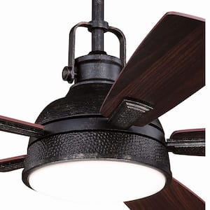 Walton 52 in. Industrial Loft LED Indoor Bronze Ceiling Fan with Light Kit and Remote