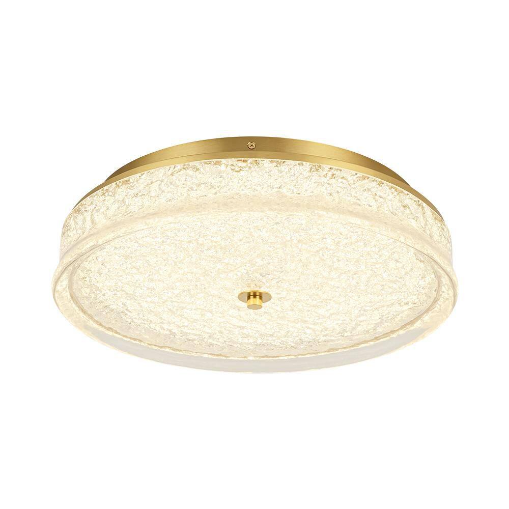 Liman 1-Light 16.3 in.W Brushed Brass Integrated LED Flush Mount Round Drum Ceiling Light with Resin Shade price history on PriceWatchPro