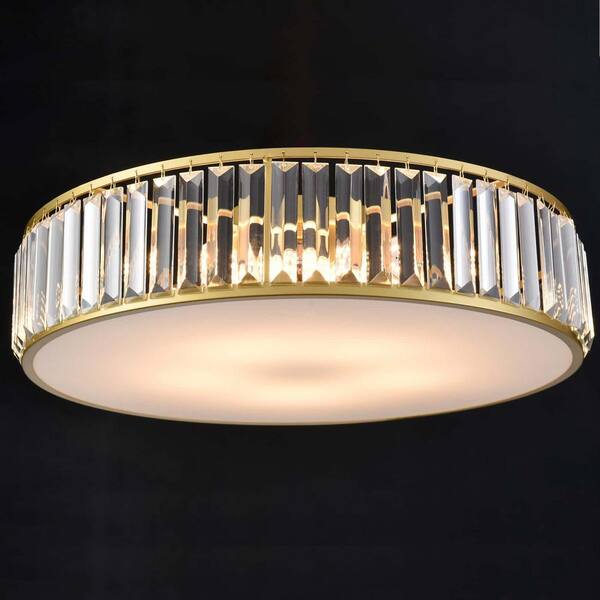 CLAXY 19.69 in. 5-Light Fixture Gold Finish Modern Flush Mount with Crystal Shade 1-Pack TY-B7242-5CU-J
