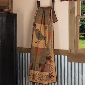 Heritage Farms Burgundry Mustard Black Primitive Applique Crow and Star Quilted Cotton Throw