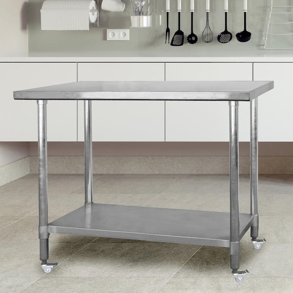 Sportsman 48 In X 24 In Stainless Steel Kitchen Utility Workbench   Stainless Steel Sportsman Kitchen Prep Tables 805130 64 600 