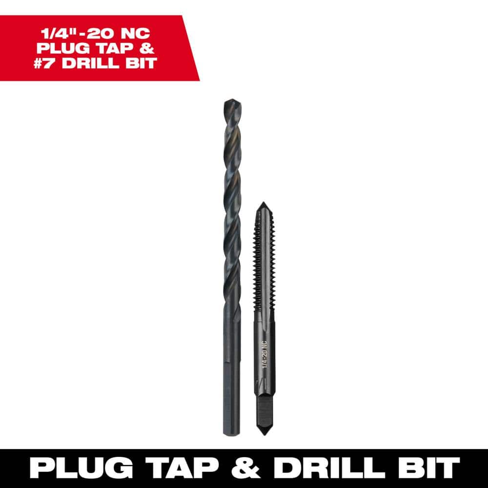 Milwaukee 1/4 in. -20 NC Straight Flute Plug Tap and #7 Drill Bit  49-57-5534 - The Home Depot