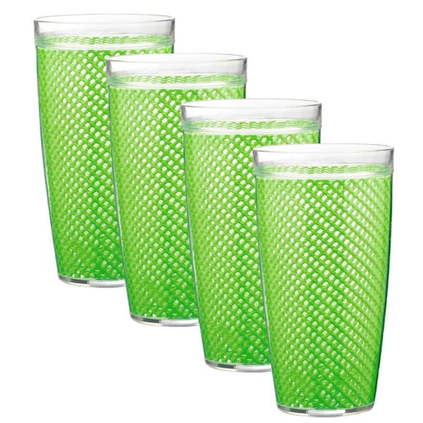 4 Count Kraftware The Fishnet Collection Doublewall Drinkware Teal Set of 4 22 oz