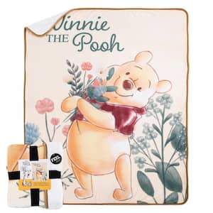 Winnie The Pooh - My Flowers, Oversized Silk Touch Sherpa  Multi-Colored Throw Blanket