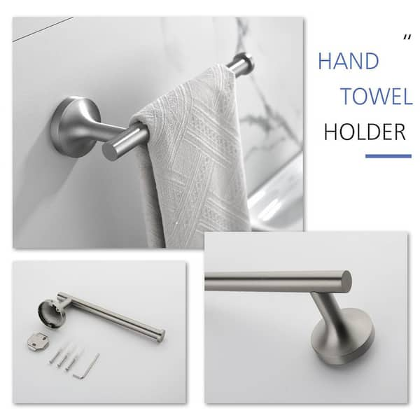 4-Piece Bath Hardware Set with Towel Bar Toilet Paper Holder Double Towel Hook in Stainless Steel Brushed Nickel