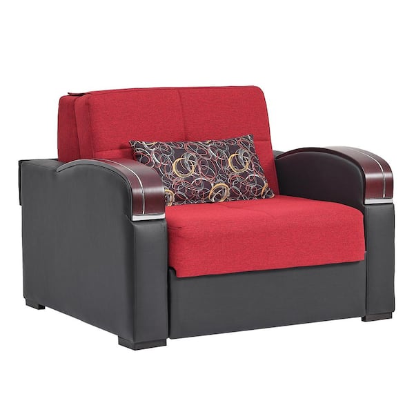 Ottomanson Daydream Collection Red Convertible Armchair with Storage