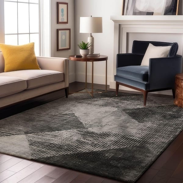 Mayfield Premium Machine Washable Abstract AMF1065 Gray 5 ft. x 7 ft. 6 in. Area Rug