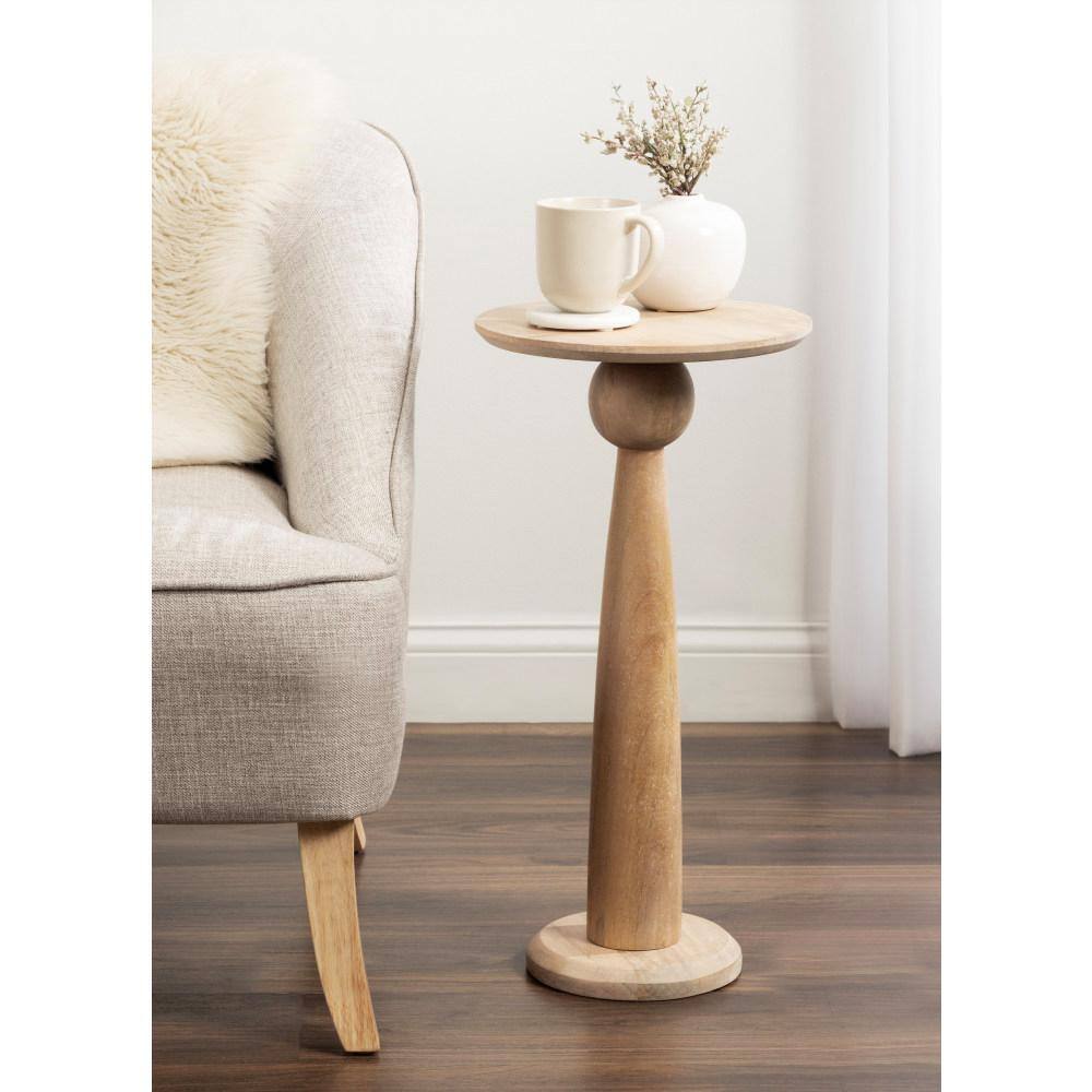 Kate and Laurel Jakob 12 in. Natural Round Solid Wood End Table