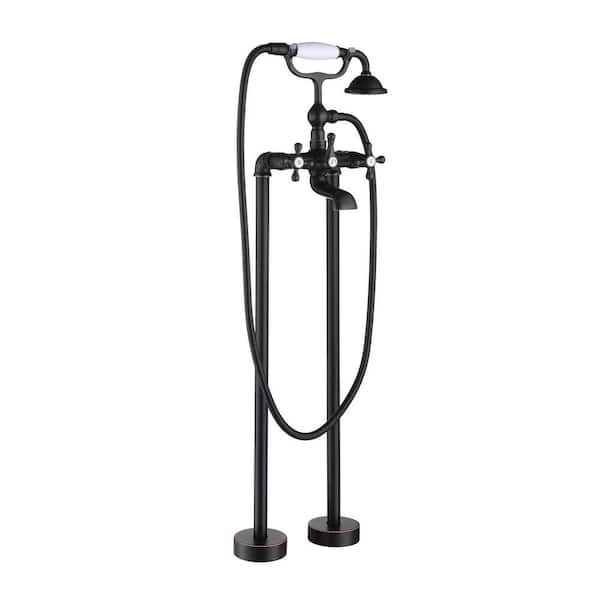 Mondawe Retro 3-Handle Claw Foot Freestanding Bathtub Filler Faucet with Hand Shower in Oil Rubbed Bronze