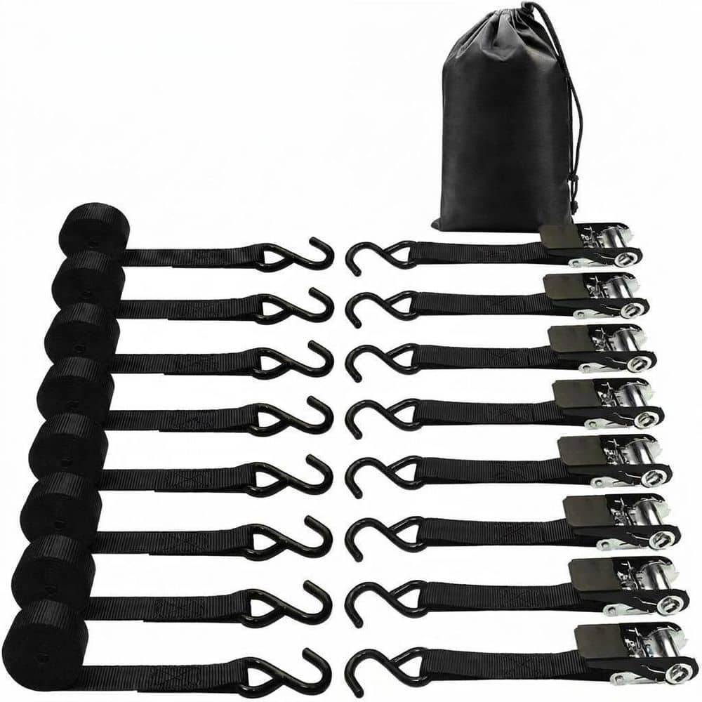 1 x 10 ft. Ratchet Fastener Heavy Duty Tie Down Straps S-Hook Scratch Protection for Trucks Trailers 8-Pack price history on PriceWatchPro