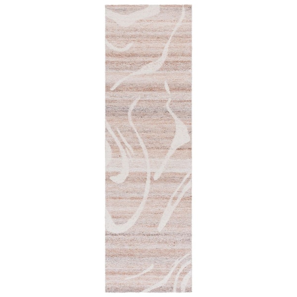 Sahara 2 ft. x 8 ft. Natural/Ivory Abstract Swirl Runner Rug