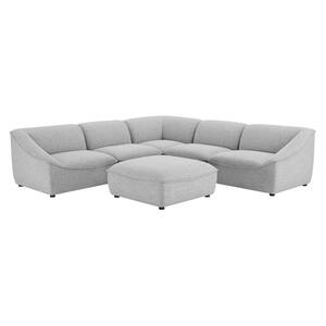 Comprise 6- Piece Light Gray Fabric L-Shape Symmetrical Sectionals Sofa
