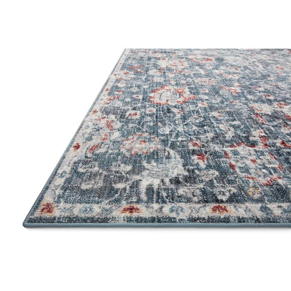 Cassandra Blue/Rust 6 ft. 7 in. x 9 ft. 3 in. Oriental 100% Polypropylene Pile Area Rug