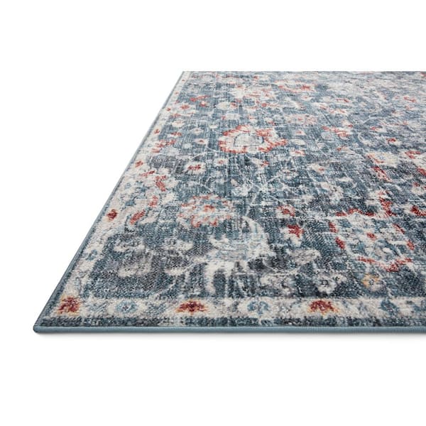 Cassandra Blue/Rust 7 ft. 10 in. x 10 ft. Oriental 100% Polypropylene Pile Area Rug