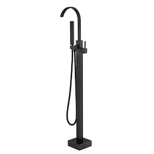 Modern Single-Handle Freestanding Tub Faucet with Handheld Shower, Water Supply Hoses and Hardware in. Oil Rubbed Bronze