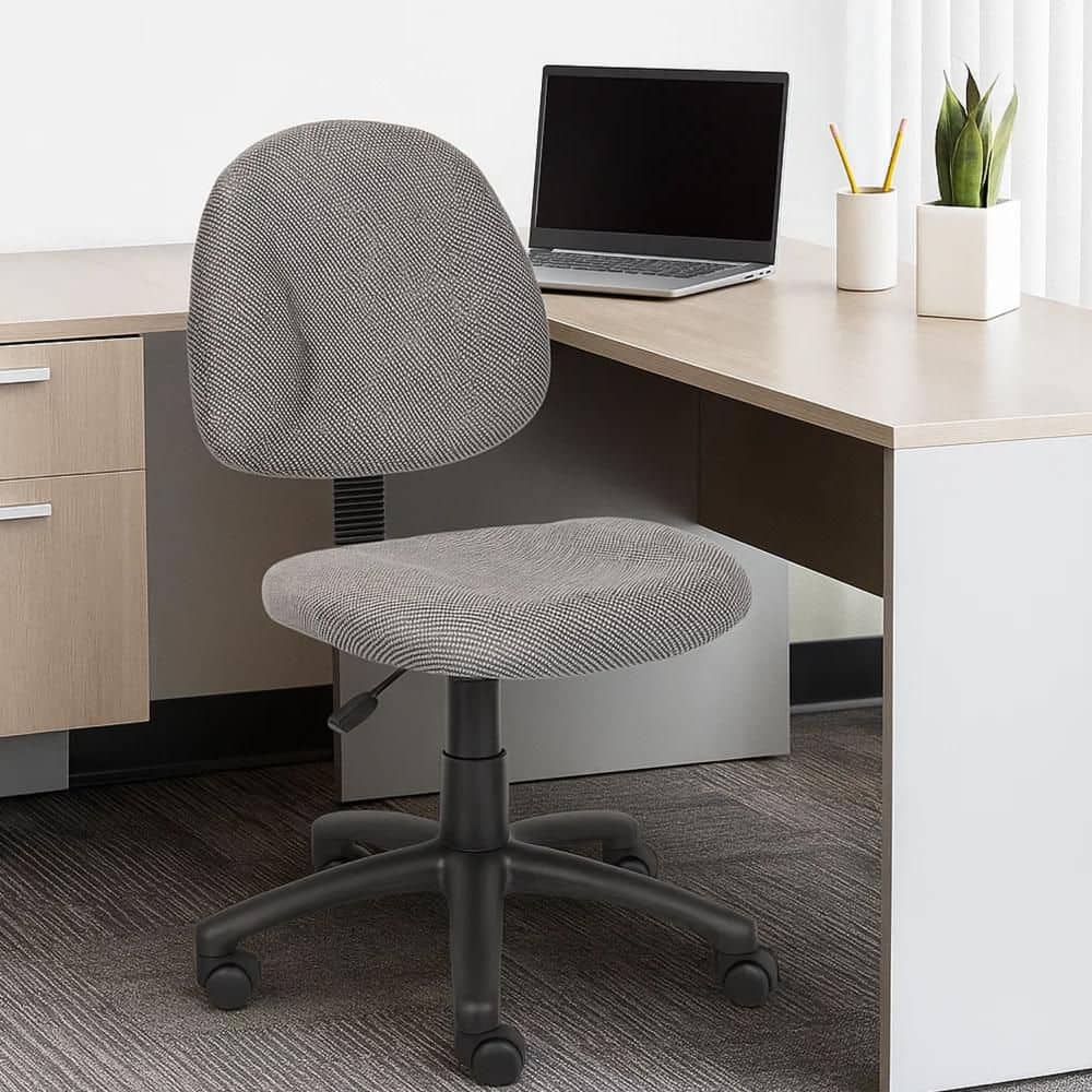 Jea Fabric Swivel Office Task Chair in Gray and Black without Arms