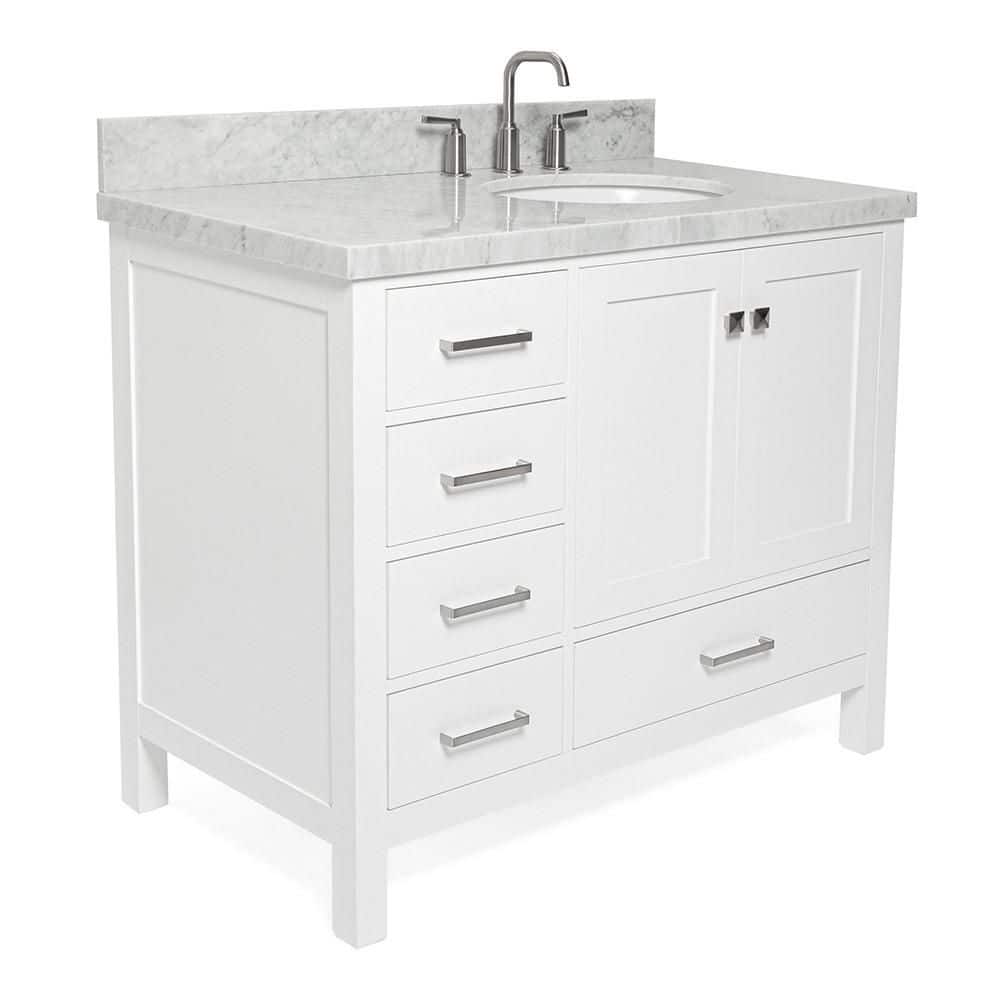 Cambridge 43" White Marble Top Single Basin Vanity