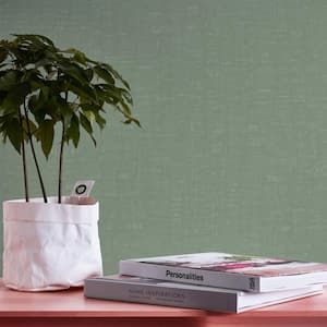 Fusion Collection Linen Effect Texture Green Matte Finish Non-Pasted Vinyl on Non-woven Wallpaper Roll