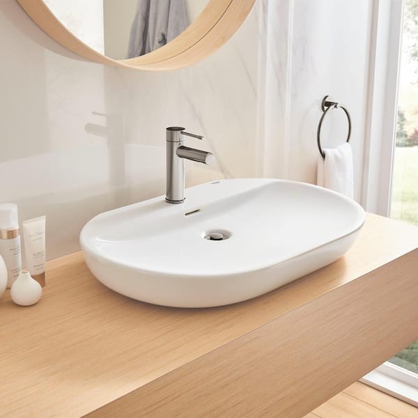 Essence 27 in. x 18 in. Wall Mounted Bathroom Sink Single Hole in Alpine White FIreclay