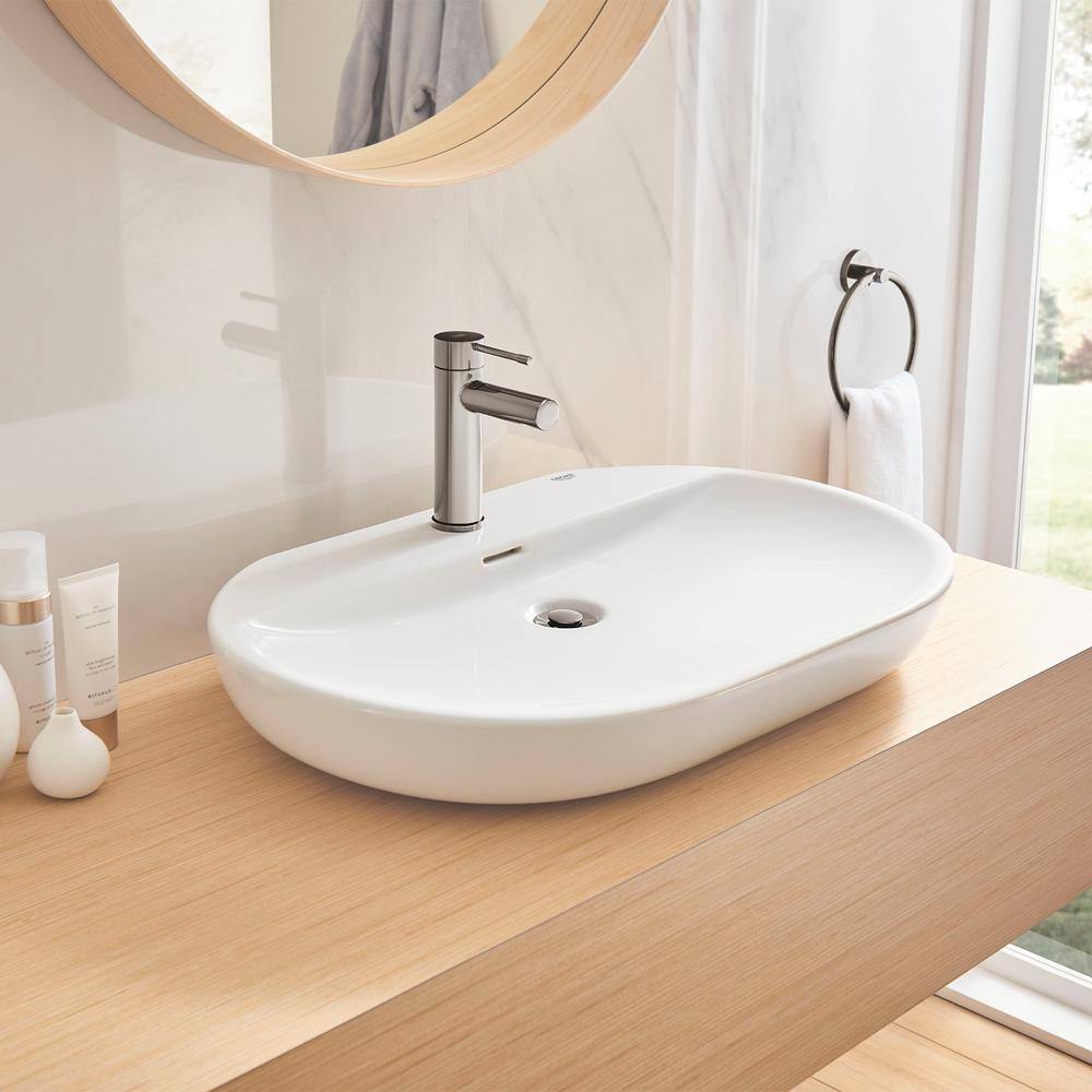 Alpine White Ceramic Oval Wall-Mount Vessel Sink