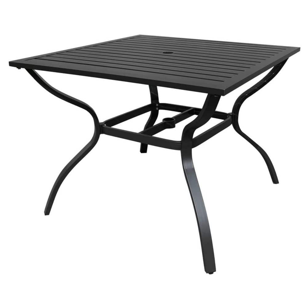 TIRAMISUBEST Square Aluminum 37 in. x 37 in. Outdoor Dining Table with