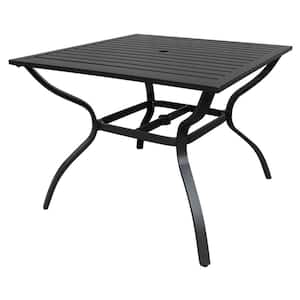 Square Aluminum 37 in. x 37 in. Outdoor Dining Table with Umbrella Hole