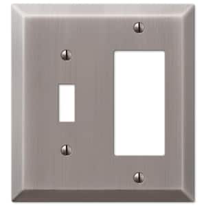 Metallic 2 Gang 1-Toggle and 1-Rocker Steel Wall Plate - Antique Nickel