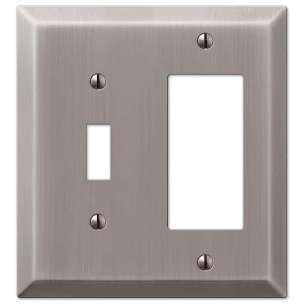 AMERELLE Metallic 2 Gang 1-Toggle and 1-Rocker Steel Wall Plate - Antique Nickel