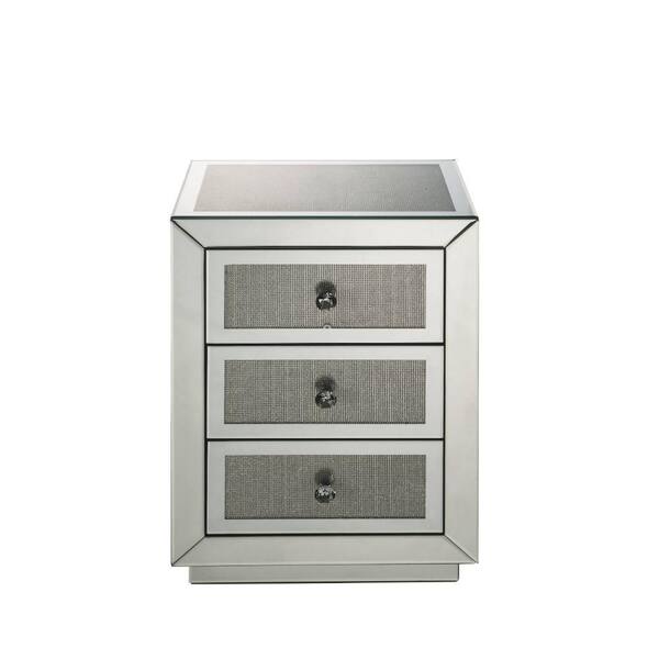 Acme Furniture Noralie 14 in. Faux Diamonds 26 Square Wood End Table