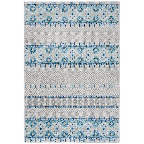 SAFAVIEH Madison Gray/Turquoise 9 ft. x 12 ft. Area Rug