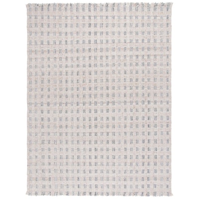 Renewal 8 ft. x 10 ft. Ivory/Gray Lattice Fringe Area Rug