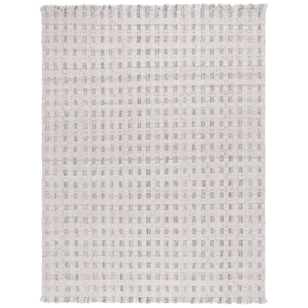 Renewal 9 ft. x 12 ft. Ivory/Gray Lattice Fringe Area Rug