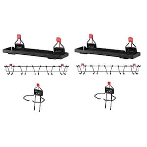 2.1 in. W x 5 in. H x Black Metal Shed Shelving (2) and Tool Rack (2) and Power Tool Holder (2), a Total of (6-Pack)