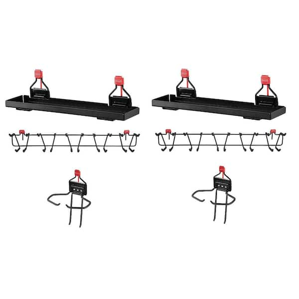 Rubbermaid 2.1 in. W x 5 in. H x Black Metal Shed Shelving (2) and Tool ...