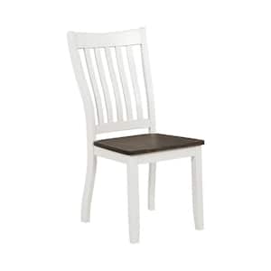 Kingman Espresso and White Wood Slat Back Dining Chairs Set of 2