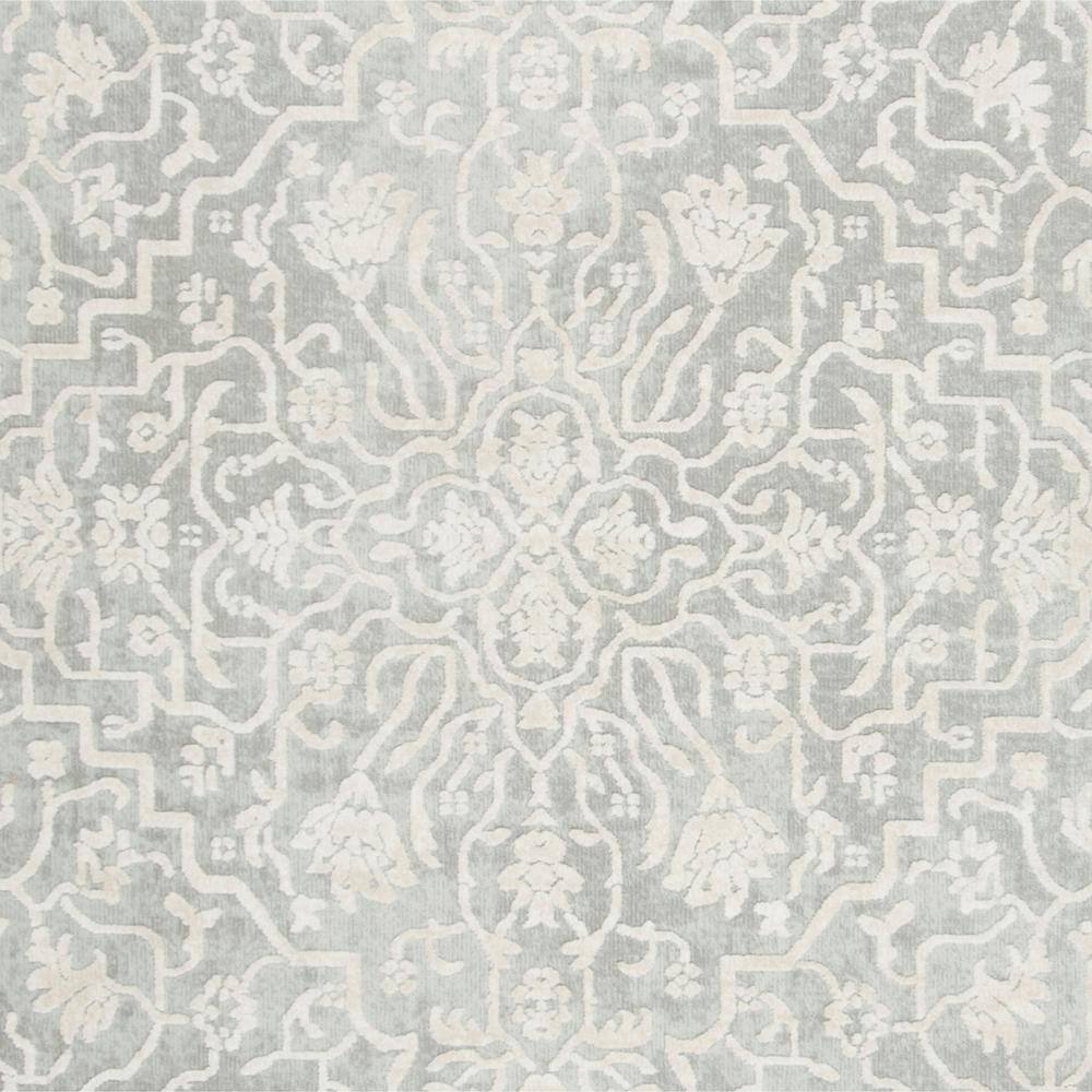 Light Grey and Cream Floral Synthetic 8' x 10' Area Rug