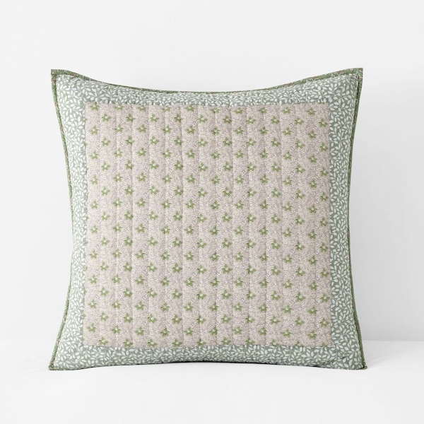 Company Cotton Megara Patchwork Quilted Green Cotton Sham