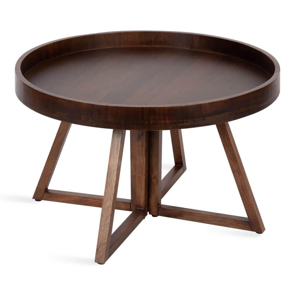 Kate and Laurel Avery Walnut Brown 18 in. Round Wood Coffee Table 221177 -  The Home Depot