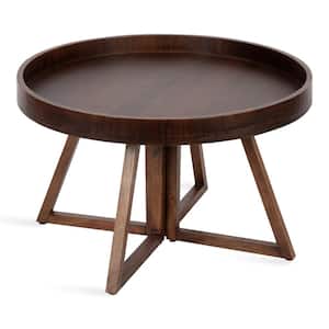 Avery Walnut Brown 18 in. Round Wood Coffee Table