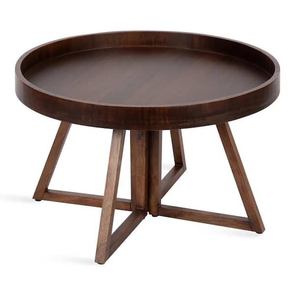 Kate and Laurel Avery Walnut Brown 18 in. Round Wood Coffee Table