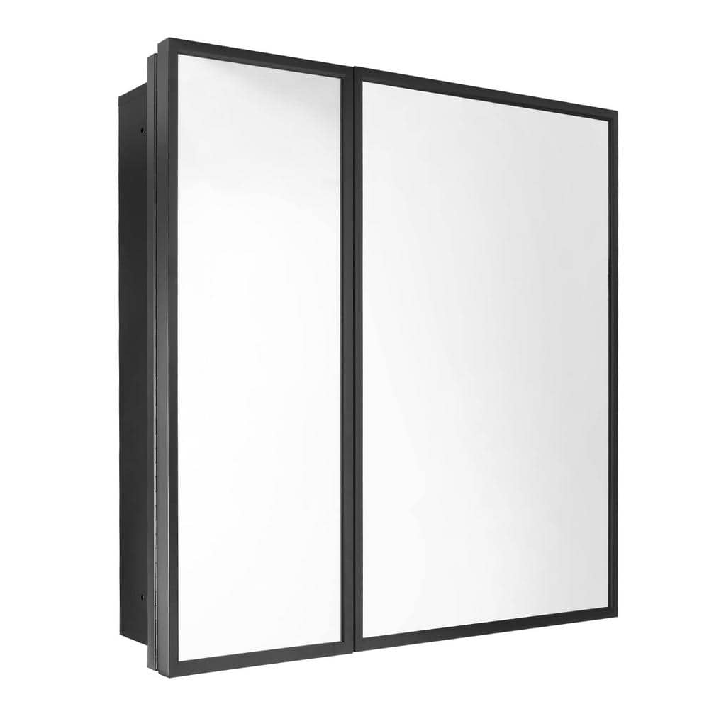 Modern 30 in. W x 26 in. H Rectangular Metal Wall Mount or Recessed Mount Bathroom Medicine Cabinet with Mirror price history on PriceWatchPro