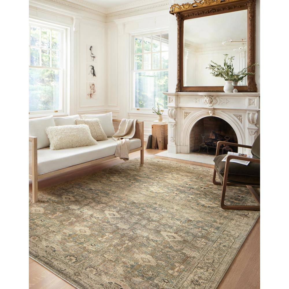 Margot Antique Sage Rectangular Stain-Resistant Synthetic Rug