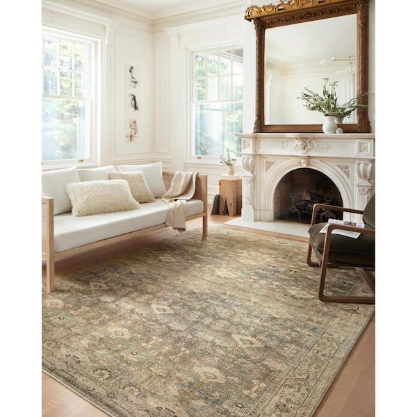 LOLOI II Halle Lagoon/Multi 3 ft. 6 in. x 5 ft. 6 in. Traditional Wool Pile  Area Rug HALEHAE-04LJML3656 - The Home Depot
