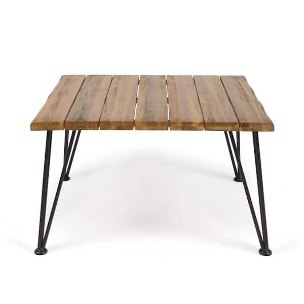 Zeus & Ruta 32.5 in. W Teak Wood Square Outdoor Side Table for Outdoors, Patio, Pool and Porch
