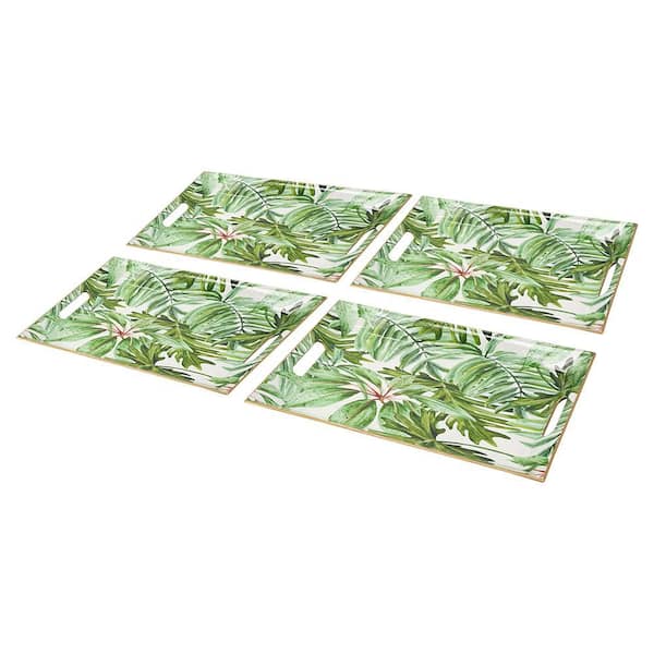 12 in. Green Rectangular Plastic Charger Plate, for Decorating a table, Set of 4