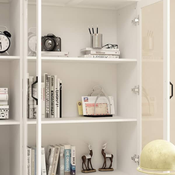 FUFU&GAGA 78.7 in. Wide x 78.7 in. H 12-Shelf White Wood